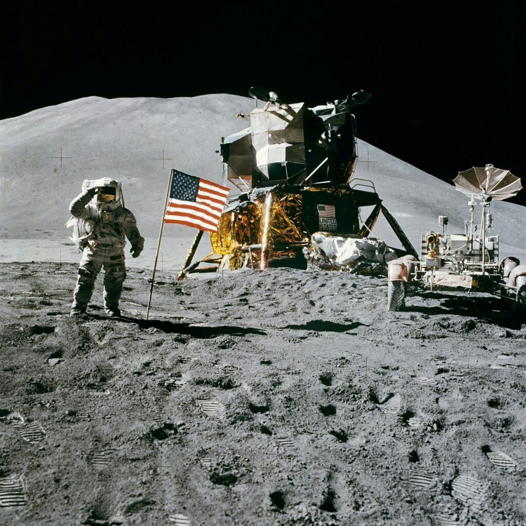 US astronaut on moon